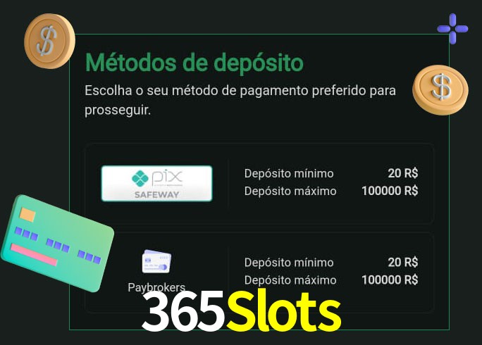 O cassino 365Slots oferece uma grande variedade de métodos de pagamento